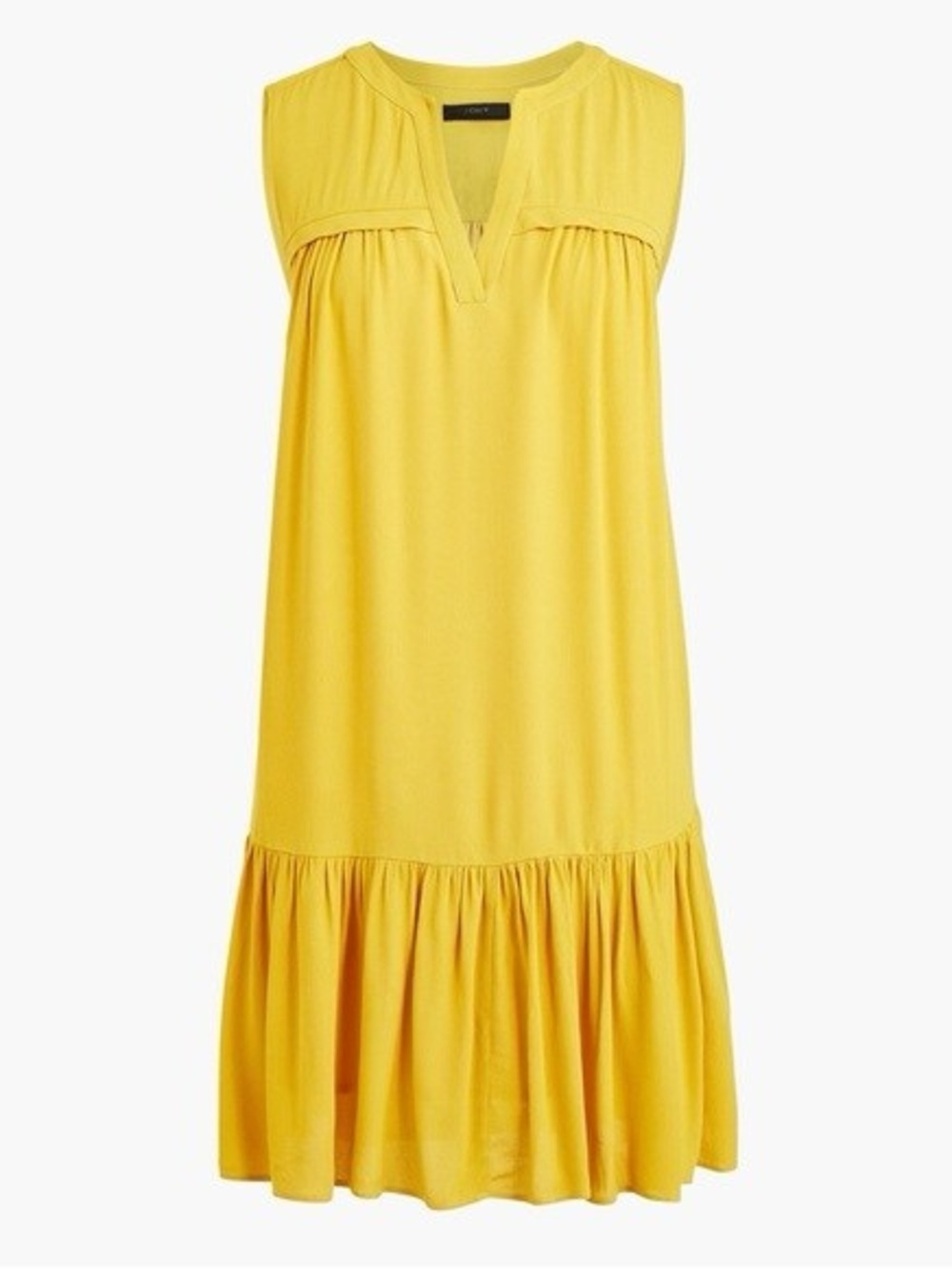 J. Crew Mustard Yellow Sleeveless Sheath Dress with Ruffle Hem Sz Small